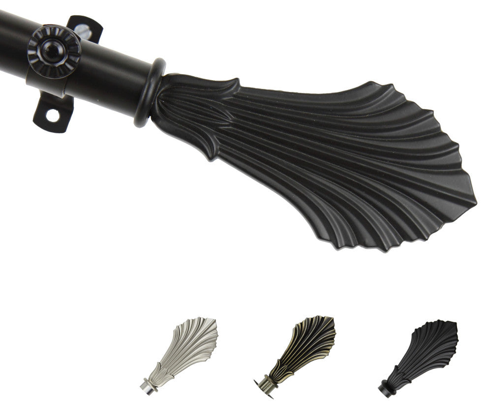 Emen 13/16" Diameter Curtain Rod, Black, 18-28"