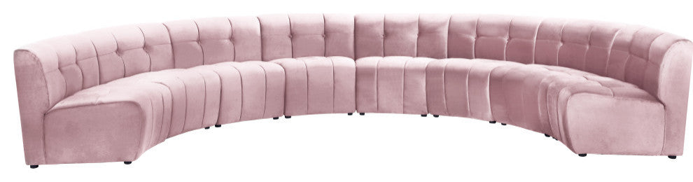 Limitless Velvet Upholstered 8-Piece Modular Sectional, Pink
