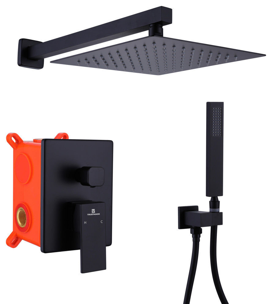Givingtree Ceiling Mount Pressure-Balanced Shower System 10 in,Matte Black