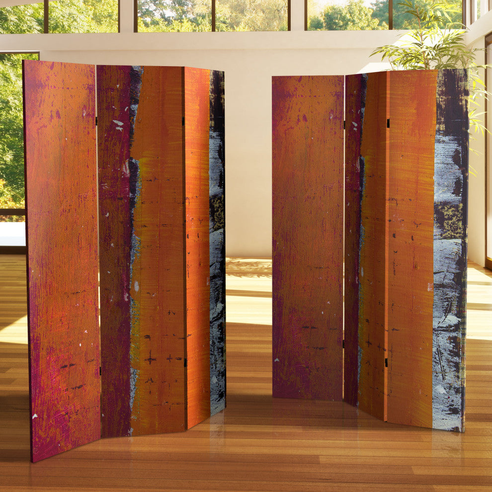 6' Tall Double Sided Autumn Woods Canvas Room Divider