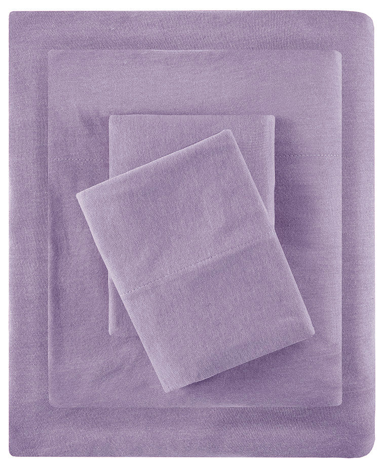 Intelligent Design Cotton Blend Jersey Knit All Season Sheet Set, Purple