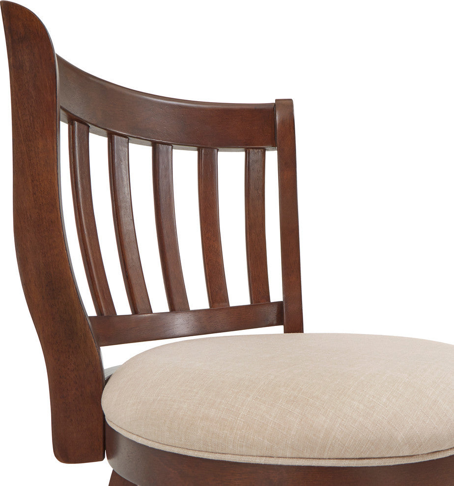 Rosann Slat Back Linen 24" Swivel Counter Stool, Beige