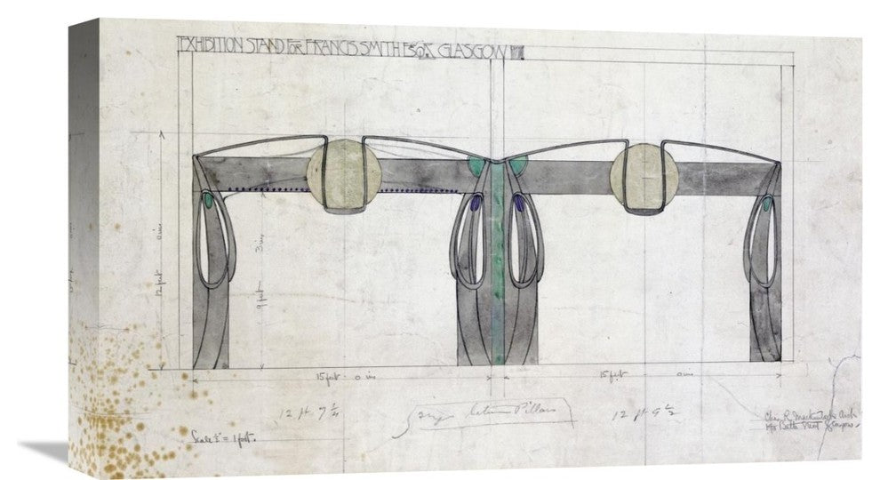 "Design For An Exhibition" Canvas Giclee by Charles Rennie Mackintosh, 22"x13"