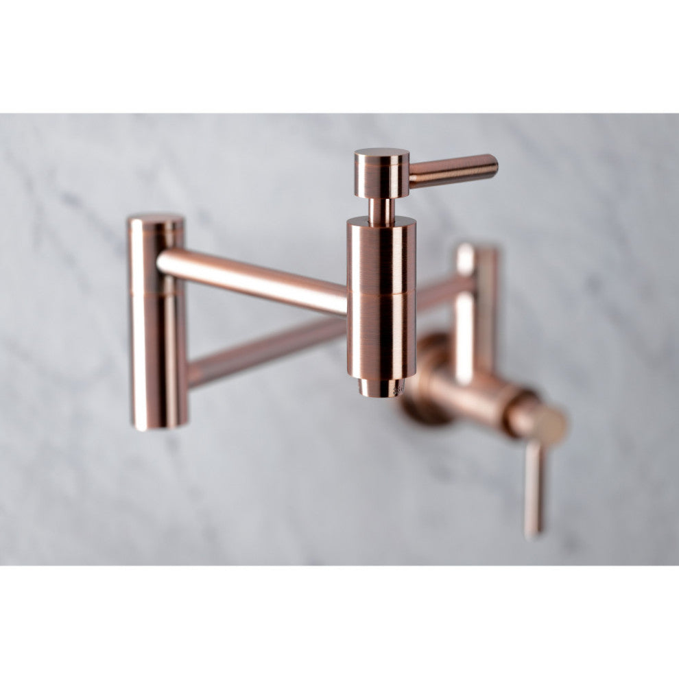 KS810DLAC Concord Wall Mount Pot Filler Kitchen Faucet, Antique Copper