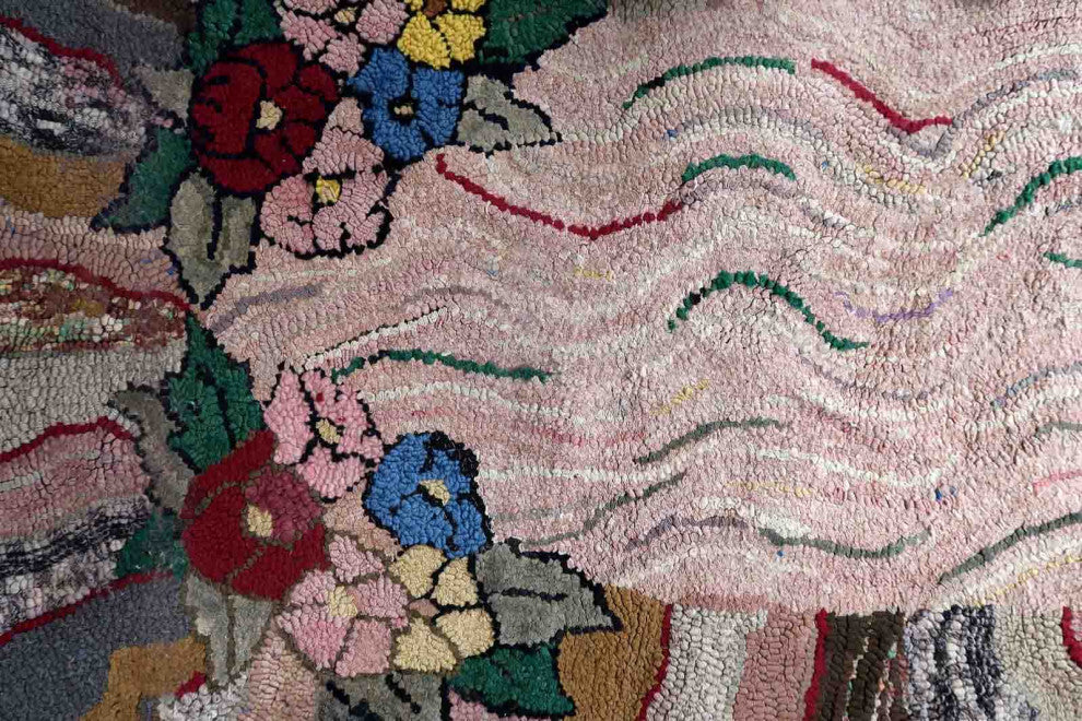 Handmade Antique American Hooked Rug 3.2'x5.7', 100cmx174cm 1880s