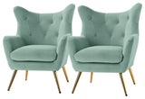 Upholstered Accent Chair With Tufted Back, Set of 2, Sage