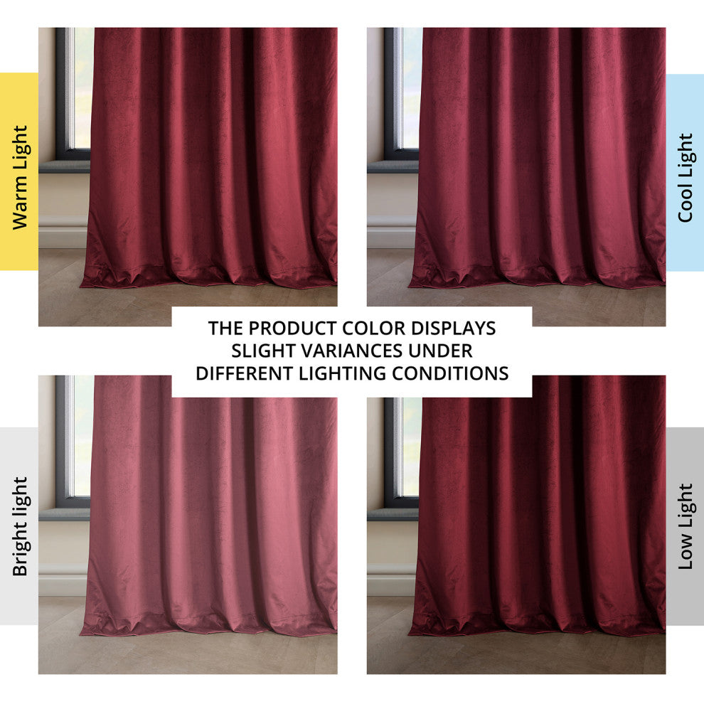 Heritage Plush Velvet Curtain Single Panel, Cinema Red, 50"x108"