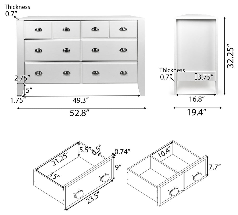 Cleary Contemporary Faux Wood 6 Drawer Double Dresser, White