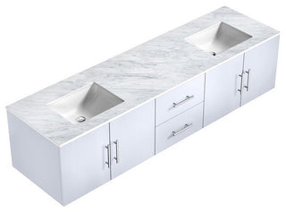 Geneva Transitional Glossy White 80" Double Vanity
