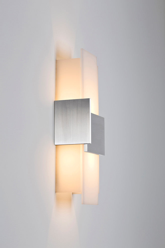 Acuo GU24 Wall Sconce, Brushed Aluminum, Frosted, Fluorescent