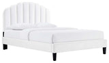 Daisy Performance Velvet Full Platform Bed, White