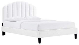 Daisy Performance Velvet Full Platform Bed, White