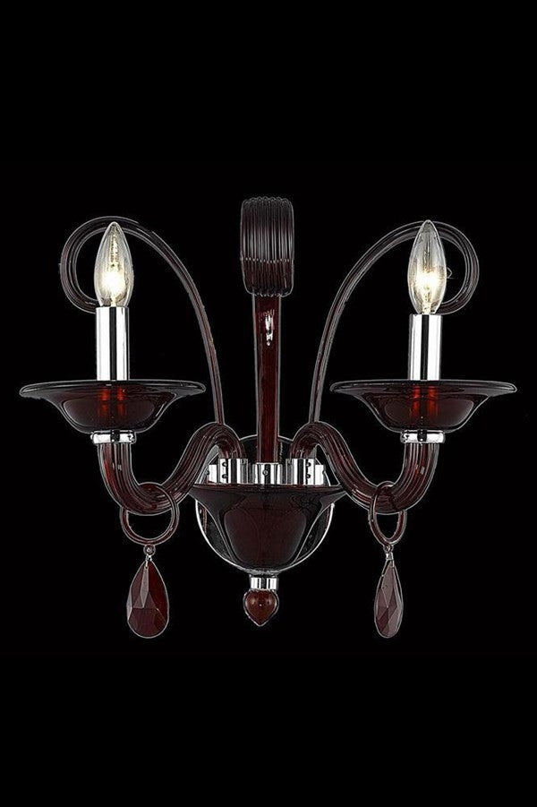 Elegant Muse Wall Sconce, Red Finish With Royal Cut Crystal