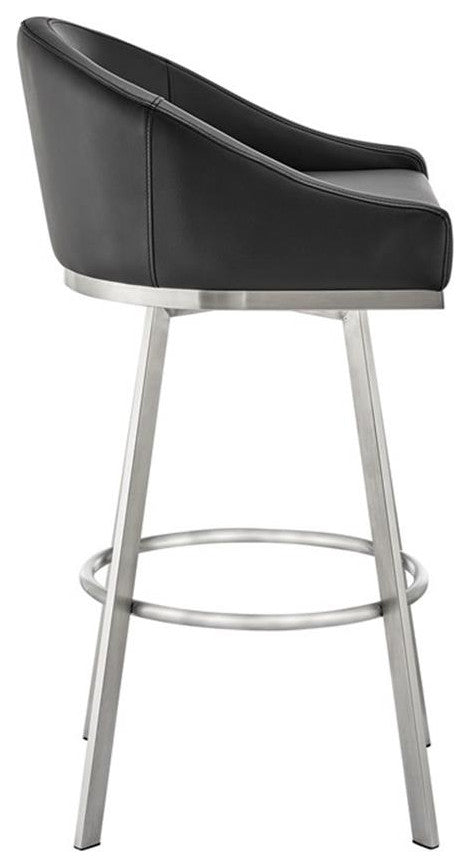 Armen Living Eleanor 26" Swivel Faux Leather Counter Stool in Black