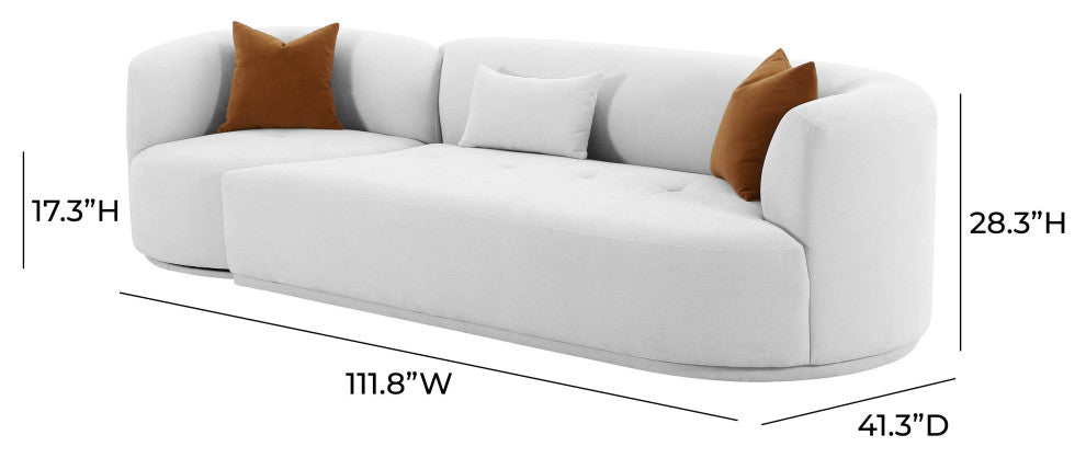 Fickle Grey Velvet 2-Piece Modular RAF Sofa - Grey