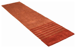 HAND KNOTTED LOOM SILK ECO-FRIENDLY AREA RUG-2'6''x10',Runner ,Rust,Contemporary