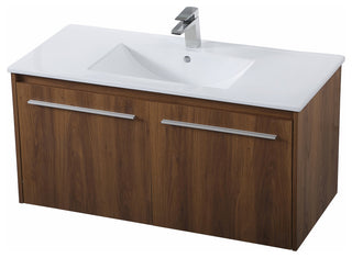 Tara Single Bathroom Floating Vanity, Walnut Brown, 40"