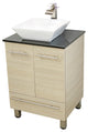 Windbay 24" Freestanding Vanity, Tan, Black Stone Countertop