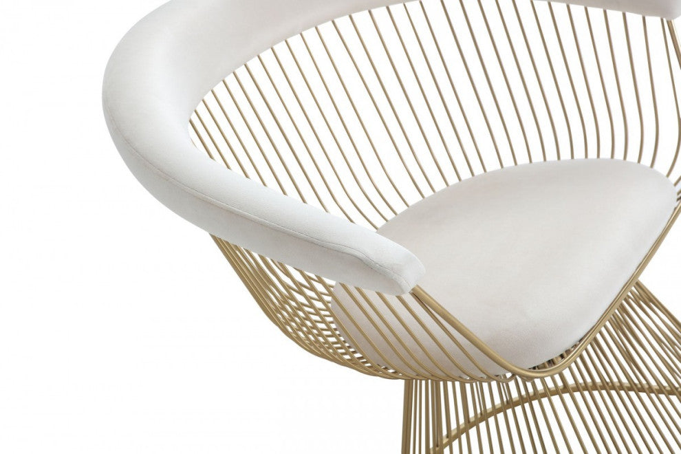 Swell Gold Dining Chair Arm Chair, Beige