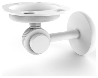 Satellite Orbit Two Toothbrush Holder With Groovy Accents, Matte White