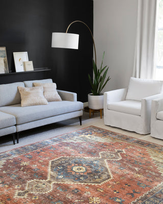 Rust Blue Printed Polyester Skye Area Rug by Loloi II, 3'-6" X 5'-6"