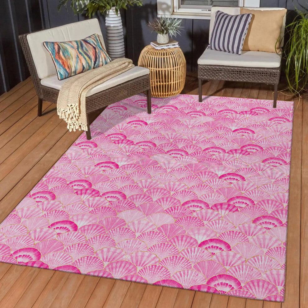 Indoor/Outdoor Seabreeze SZ2 Blush Machine Washable 8' x 10' Rug