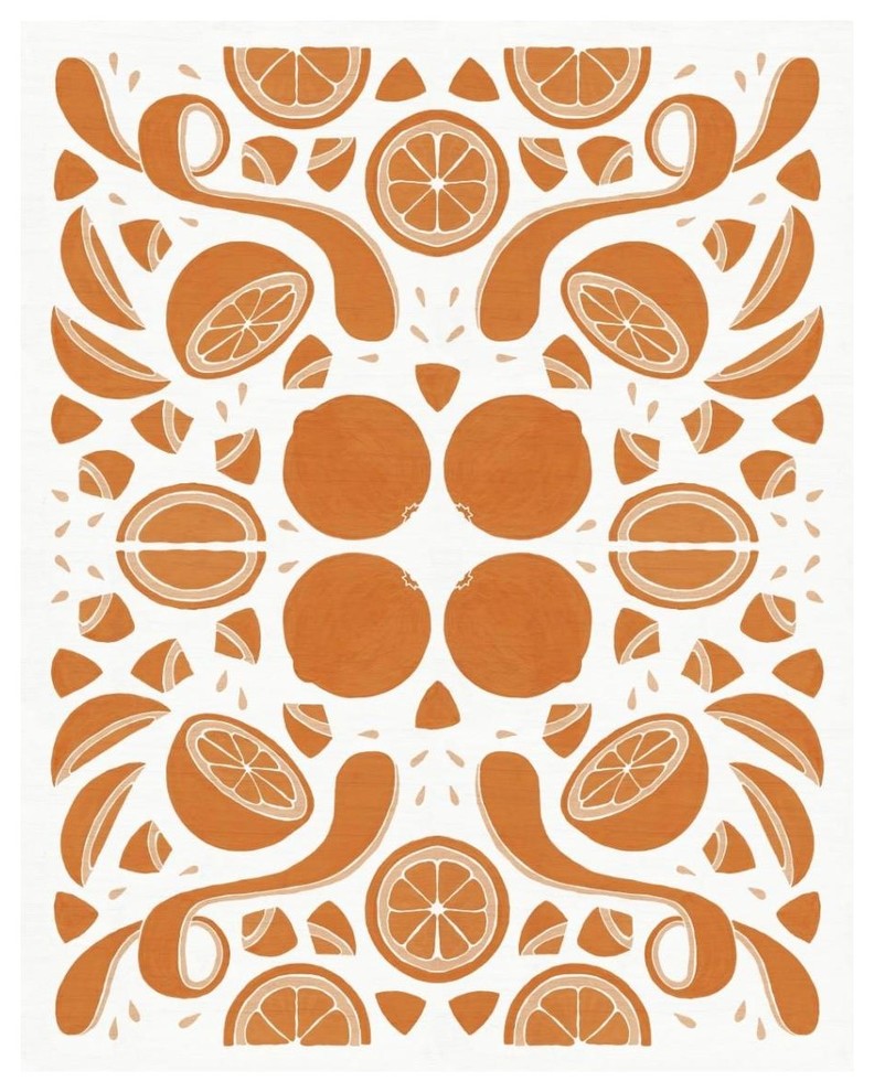 "Retro Orange Otomi Monotone" Digital Paper Print by Elyse DeNeige, 30"x37"