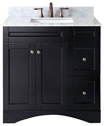 Elise 36" Single Bathroom Vanity in Espresso with Marble Top