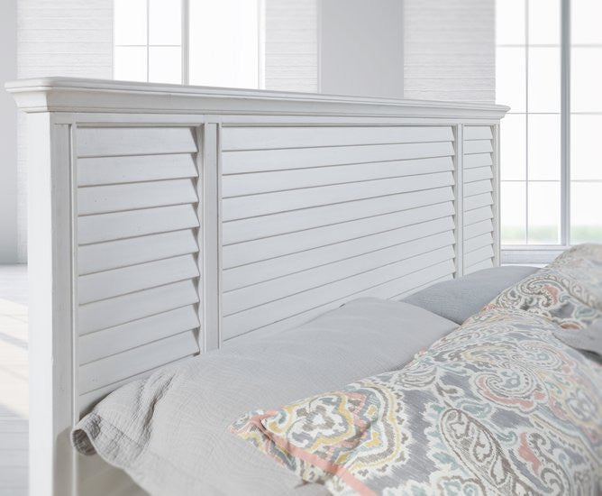 Cane Bay Queen Louvered Panel Bed Complete