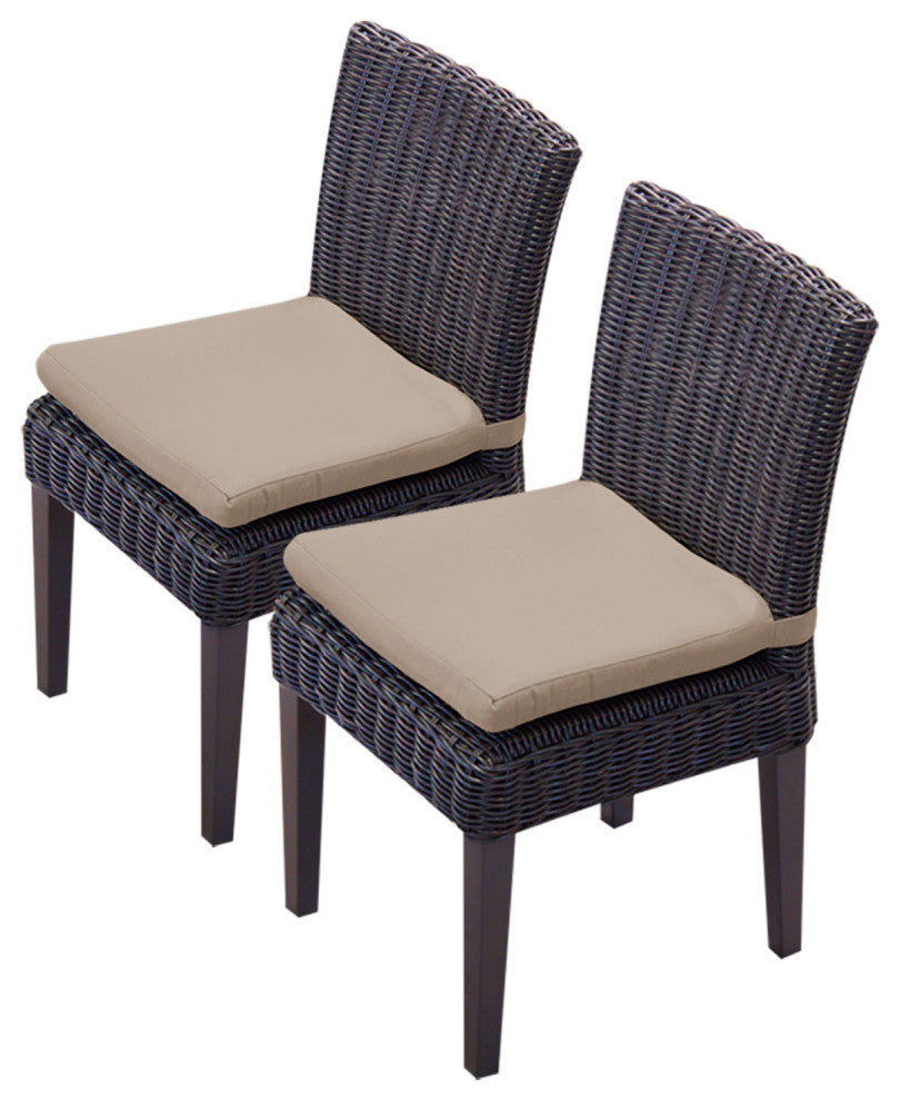 Venice Rectangular Outdoor Patio Dining Table With 8 Armless Chairs Aruba, Beige