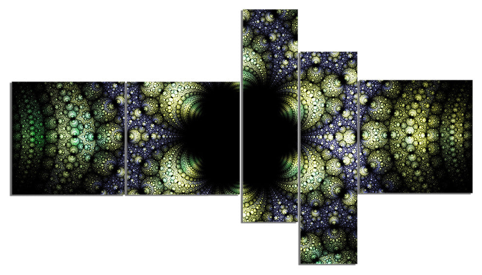 Into the Center of Fraction, Abstract Canvas art print, 60"x32", 5 panels