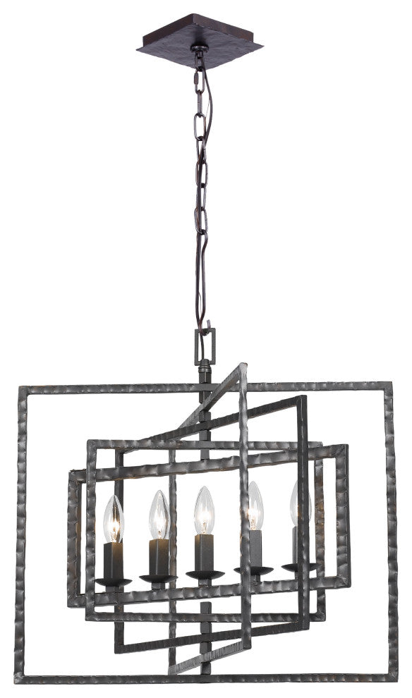 Capri 5 Light Raw Steel Chandelier