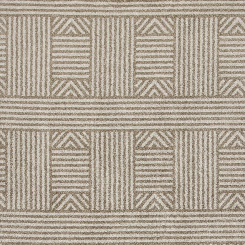 3' X 5' Beige and Ivory Geometric Indoor Outdoor Area Rug