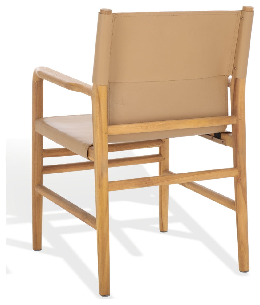 Safavieh Couture Cassaphina Leather Arm Chair, Tan/Natural