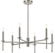 Elara Collection Six-Light New Traditional Brushed Nickel Chandelier Light