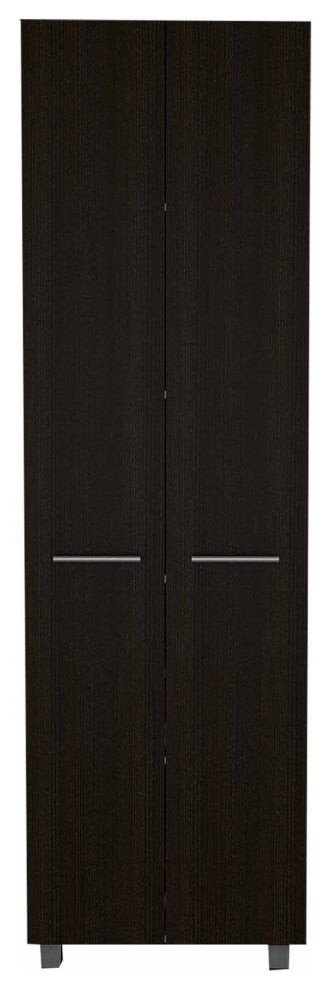 78" Modern Black Pantry Cabinet With Two Full Size Doors
