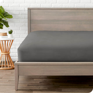 Bare Home Microfiber Fitted Sheet Deep Pocket, Gray, Full