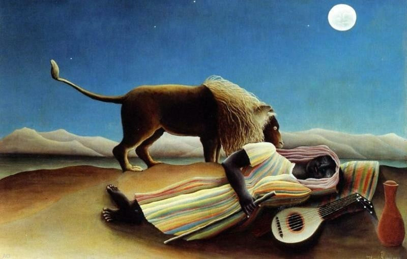 Henri Rousseau Sleeping Gypsy, 18"x27" Wall Decal
