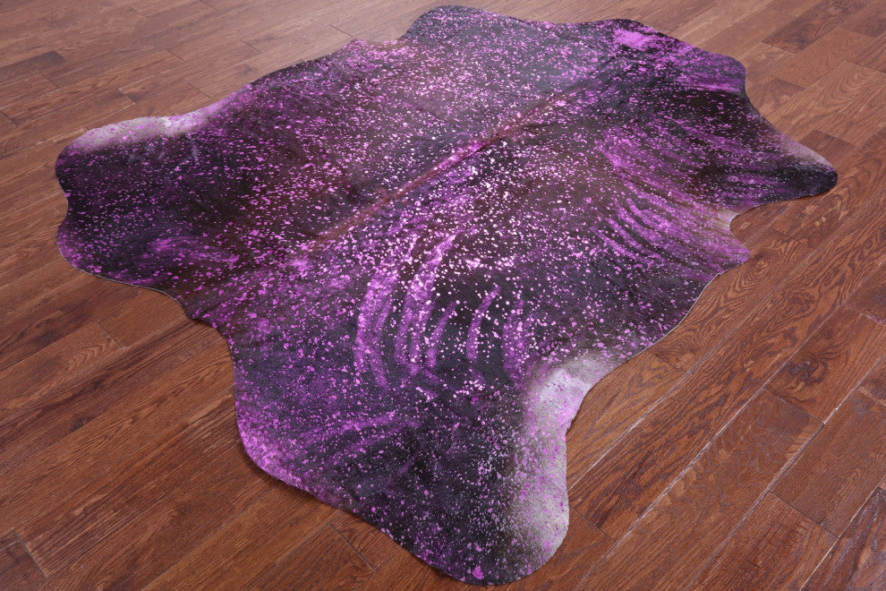 Pink Metallic Cowhide Rug 6' 6" X 6' 0" C2153