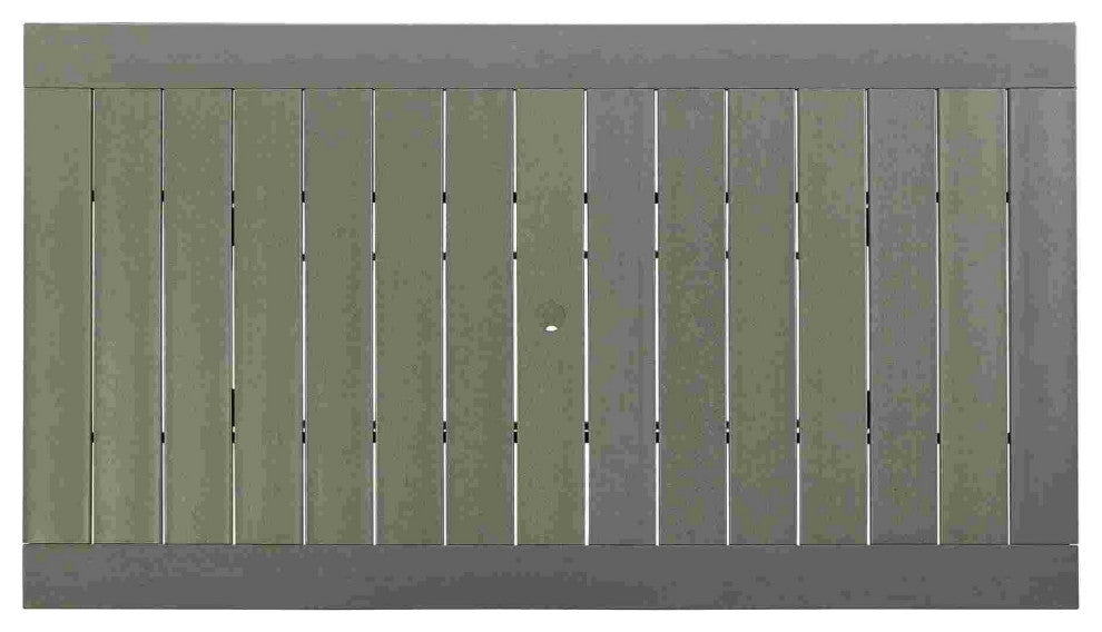 Benzara BM262990 Outdoor Dining Table With Slatted Top and Umbrella Hole, Gray