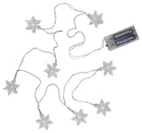 8-Bulb LED Snowflake Metal Cap Christmas Lights, White Lights