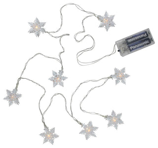 8-Bulb LED Snowflake Metal Cap Christmas Lights, White Lights