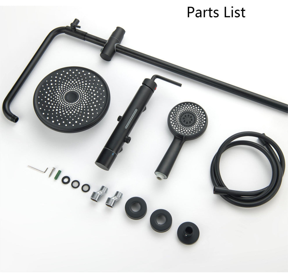 Trendy Design Multi-Function Complete Shower System With Rough-in Valve, Matte B