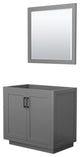 36" Single Bathroom Vanity, Dark Gray, No Countertop, Black Trim, 34" Mirror