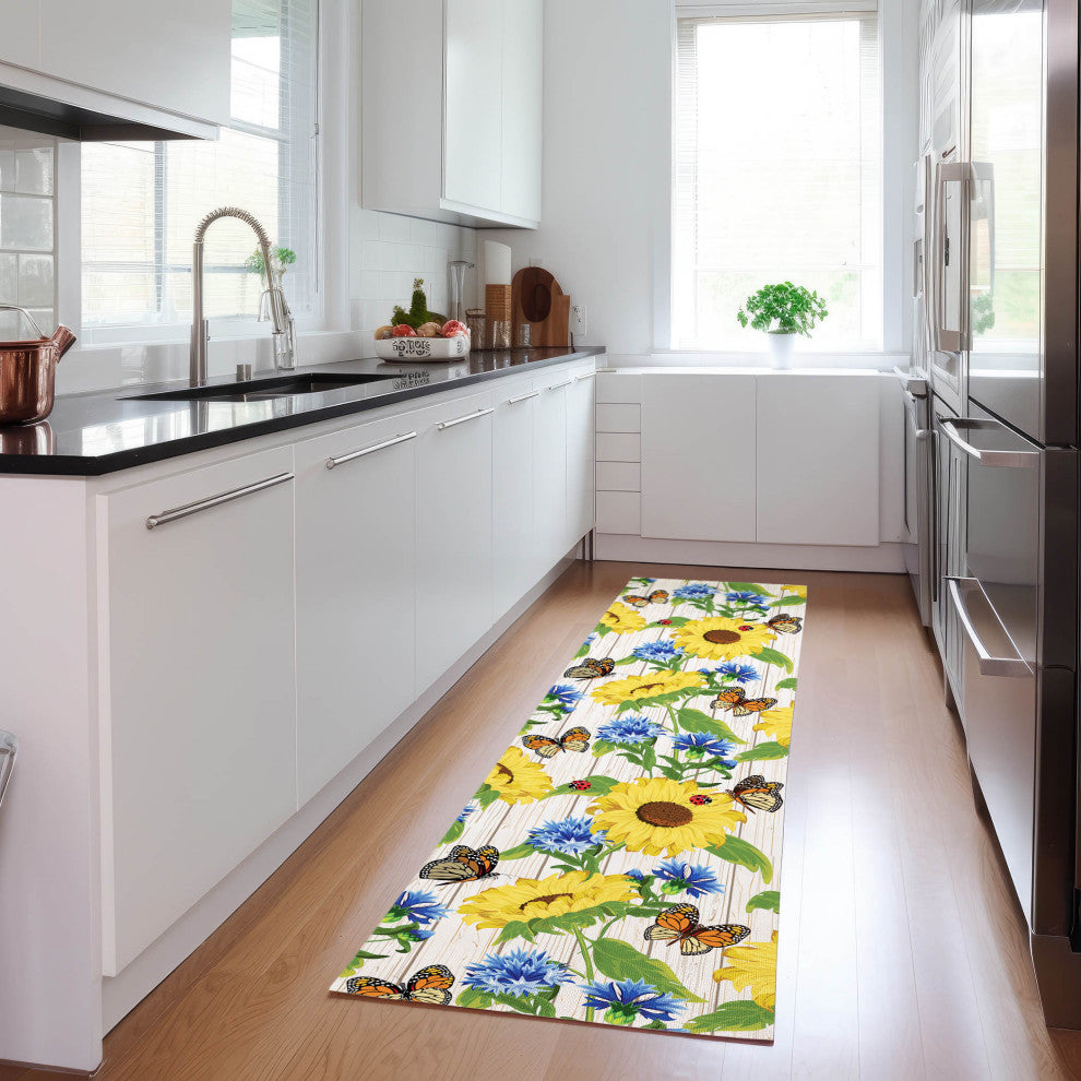 Indoor/Outdoor Kendall KE16 Putty Machine Washable 2'3" x 7'6" Runner Rug