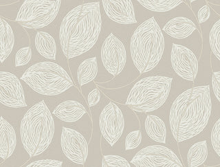 Taupe Contoured Leaves Wallpaper
