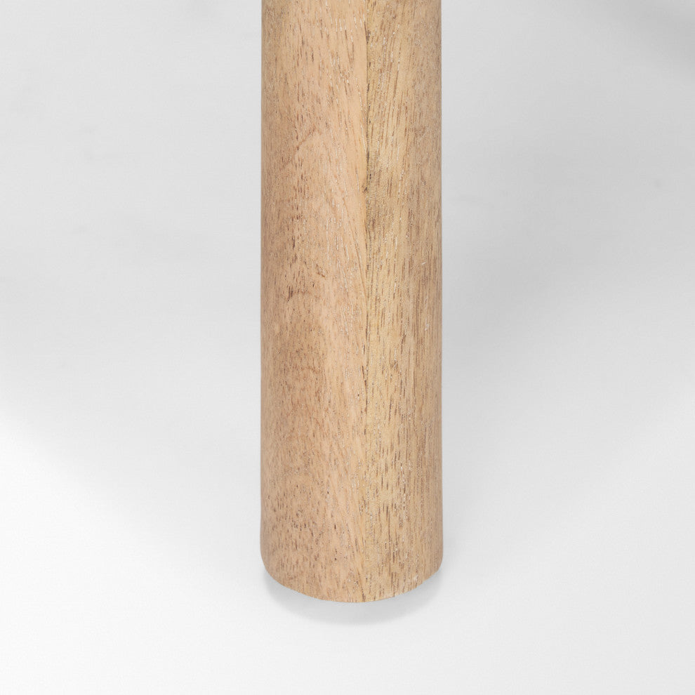 Shaiden Brown Wood With Cream Fabric Stool