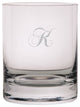 Chopin Script Monogram 11oz. Stolzle New York Crystal Rocks Glass, Letter K