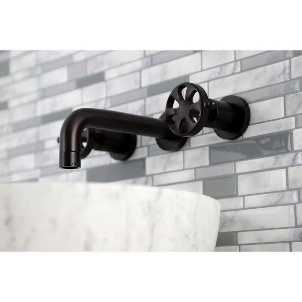 KS8120RX Belknap Two-Handle Wall Mount Bathroom Faucet, Matte Black