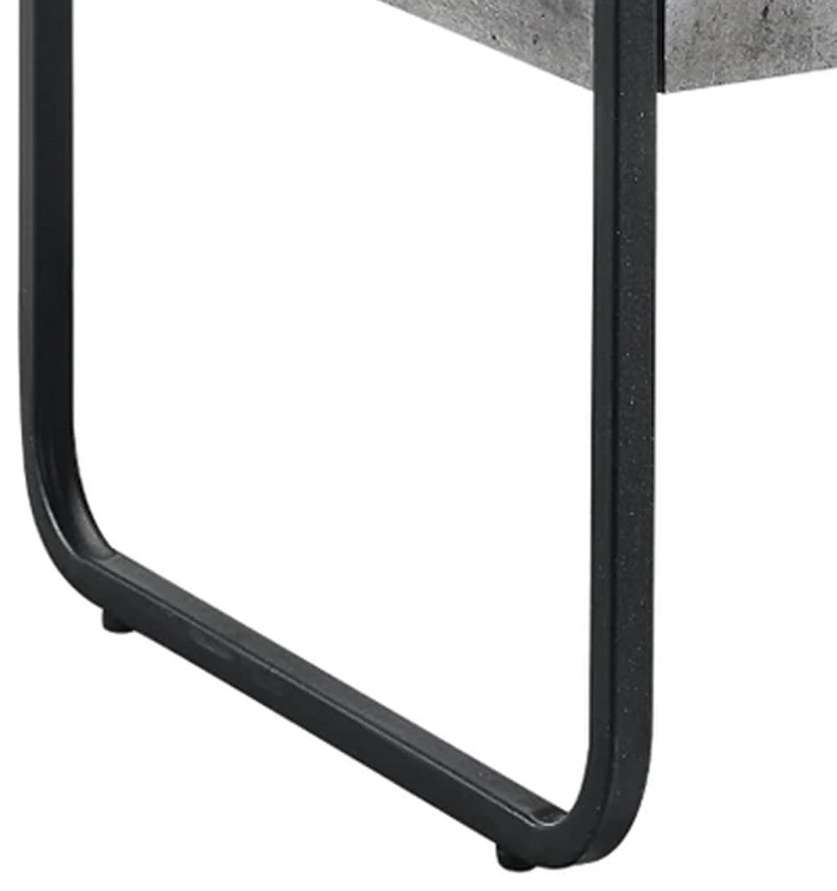 Benzara BM276255 22" Modern End Table With 1 Drawer, Metal Handles, Gray/Black